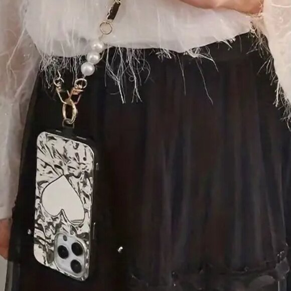 Pearl Faux Leather Chain Mobile Phone Lanyard - Picture 4 of 4